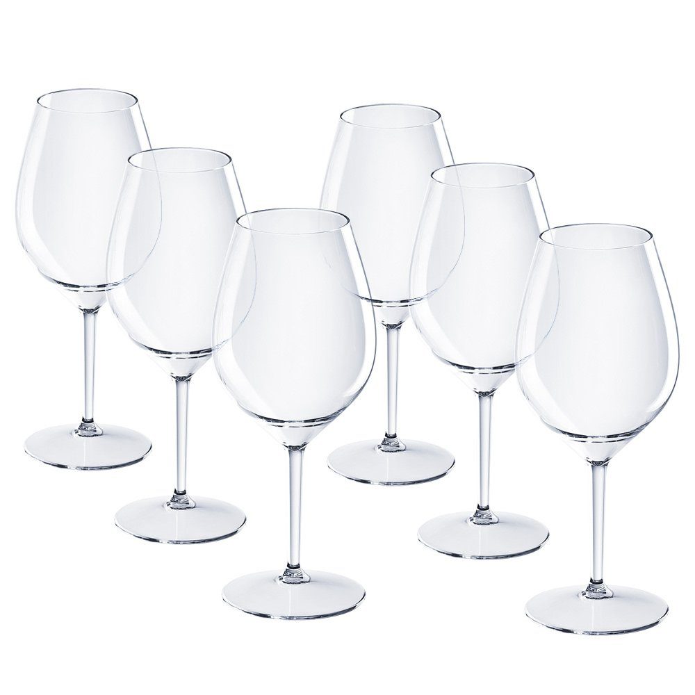 Doimoflair Rotweinglas DoimoFlair Weingläser aus Kunststoff bruchsicher Plastik 51 cl., 6-tlg.