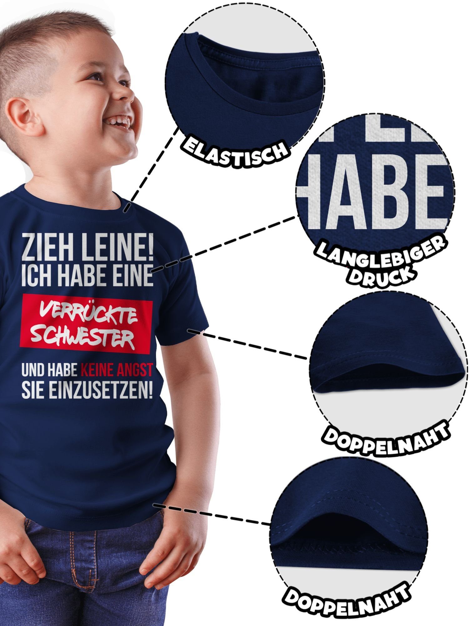 Dunkelblau verrückte Zieh Shirtracer Schwester habe Ich Leine T-Shirt Schwester eine 2