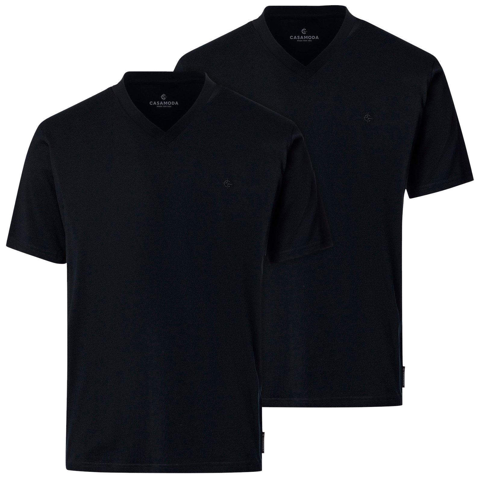 V-Shirt CasaModa Doppelpack V-Neck T-Shirts schwarz XXL