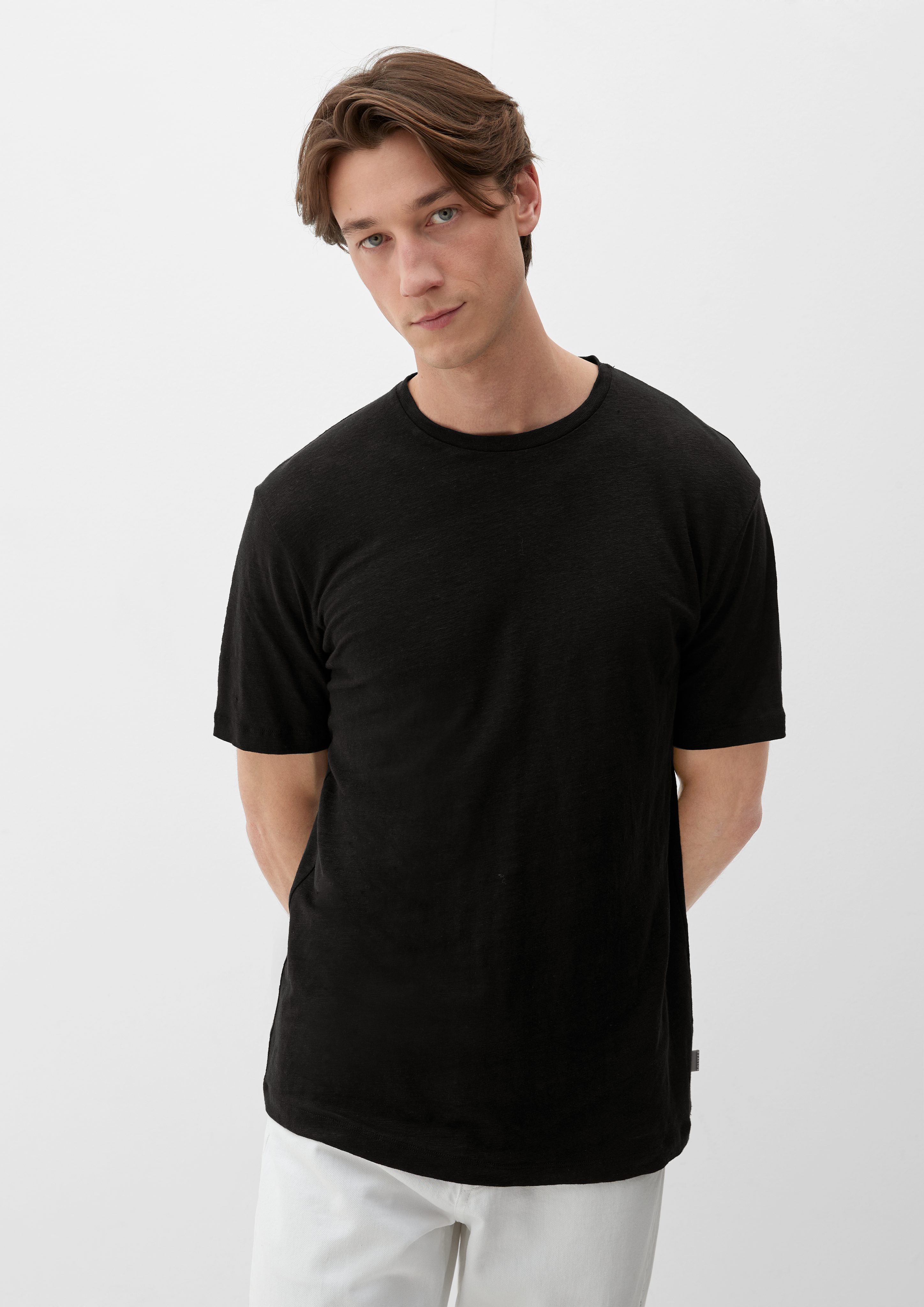 s.Oliver Kurzarmshirt T-Shirt aus Leinen schwarz