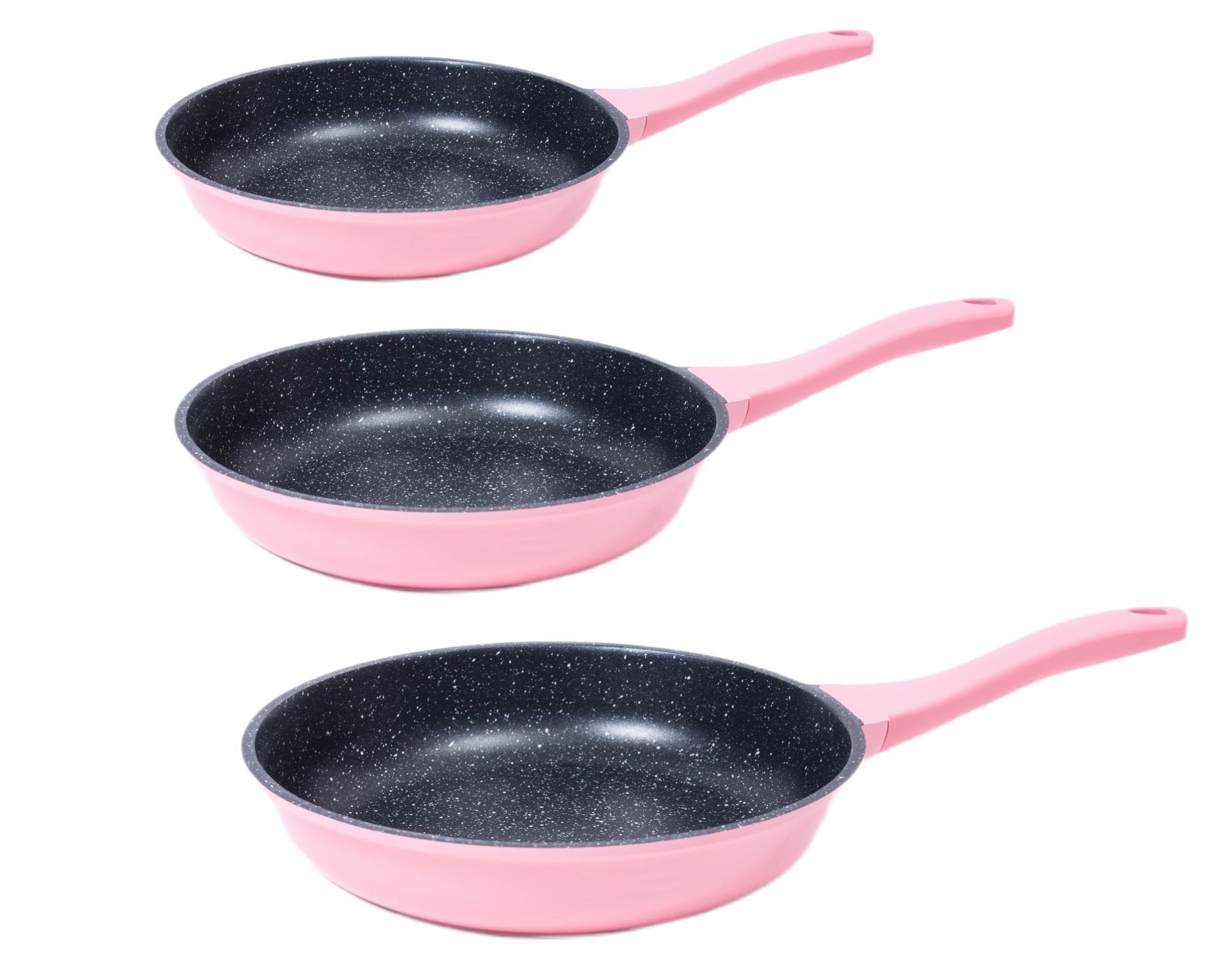 Cheffinger Pfannen-Set Bratpfanne Pfannen Set 3-tlg beschichtet Induktion Cheffinger rosa, Aluminiumguss