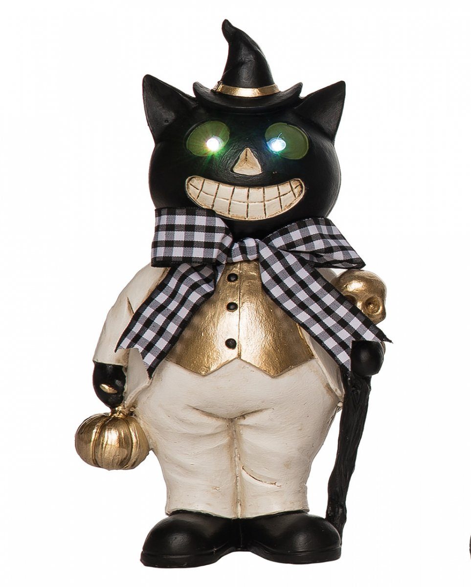 Horror-Shop Dekofigur Edle mit Halloween 25cm Katze Augen leuchtenden