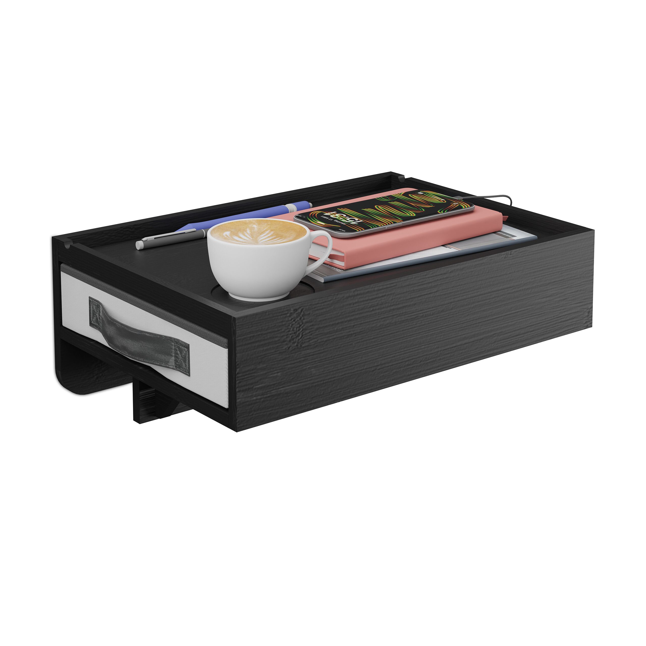 relaxdays Nachttisch Klemmbarer Nachttisch aus Bambus, schwarz günstig online kaufen