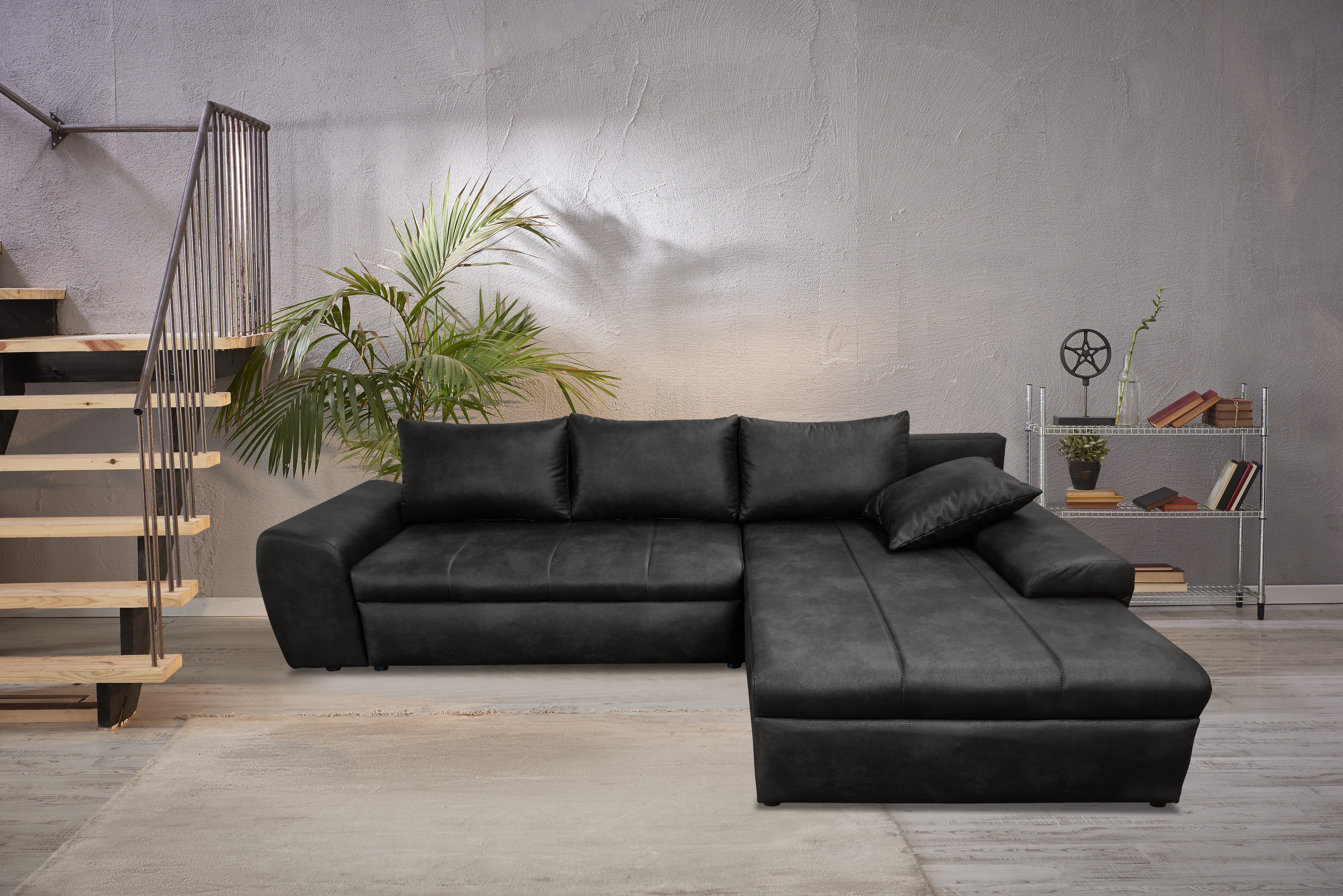 luma-home Ecksofa 18013, mit Bettfunktion B266/T186/H90 günstig online kaufen