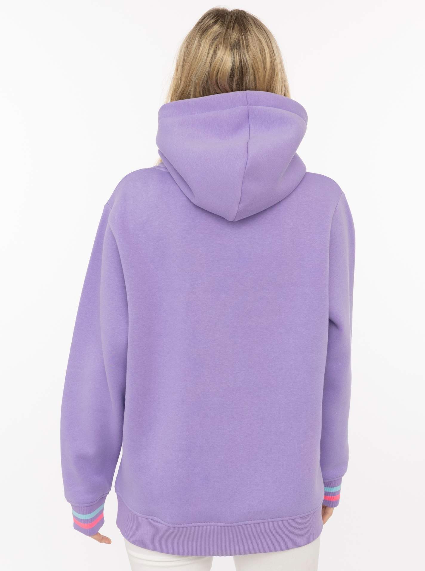 Zwillingsherz Hoodie "Be Happy!" gestreifte Bündchen, Aufdruck auf Brust, Kapuze, Kängurutasche