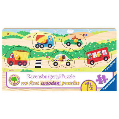 Ravensburger Puzzle Allererste Fahrzeuge - My First Wooden Puzzles, 5 Puzzleteile