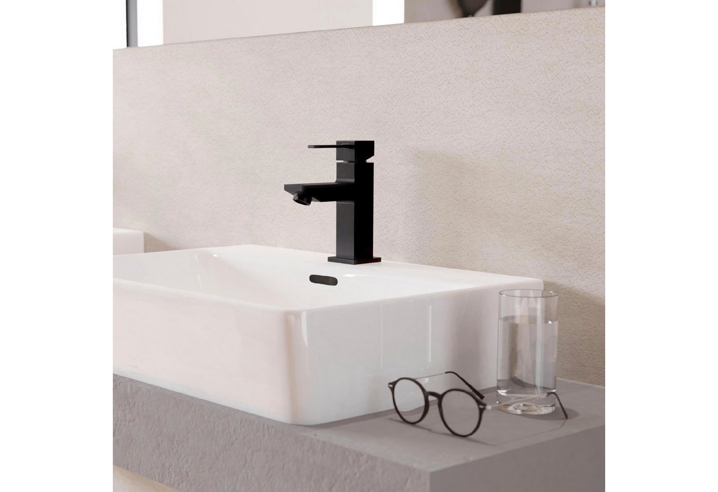 Thumbnail - welltime Waschtischarmatur Trento, Wasserhahn wassersparende Eco-Click-Funkt,inkl. Pop-Up