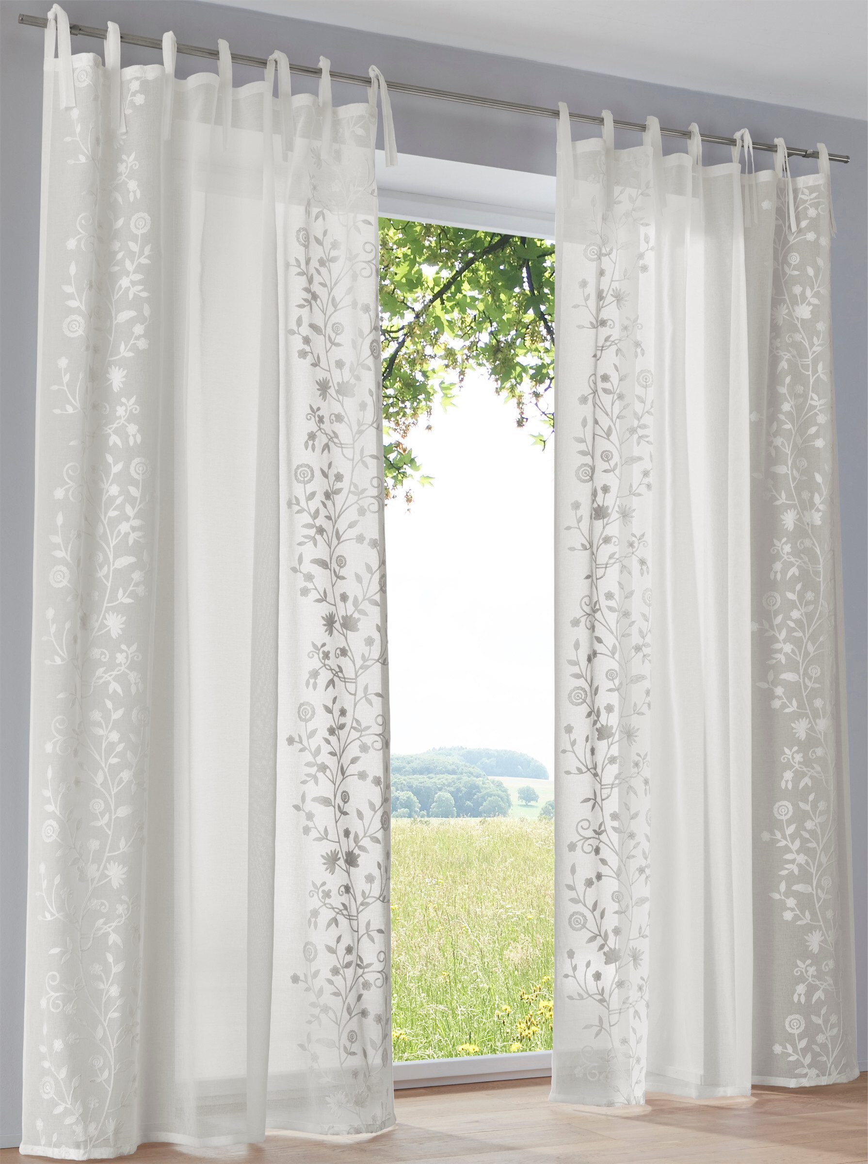 heine Gardine Dekostore (1 St), Bindebänder, halbtransparent, Fertigstore gerade Form