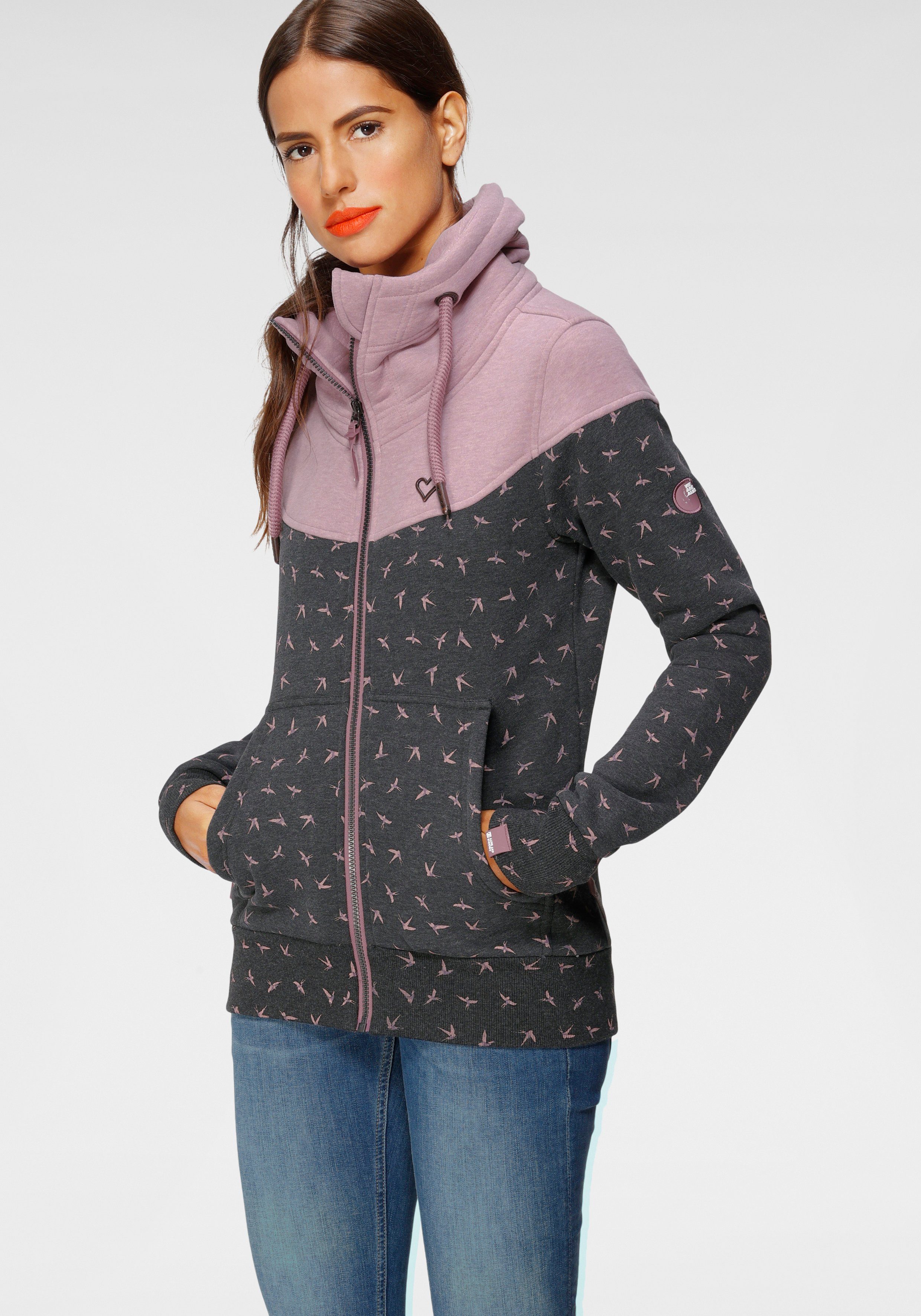Alife & Kickin Sweatjacke ValinaAK B mit hohem regulierbaren Stehkragen in toller Sweat-Qualität