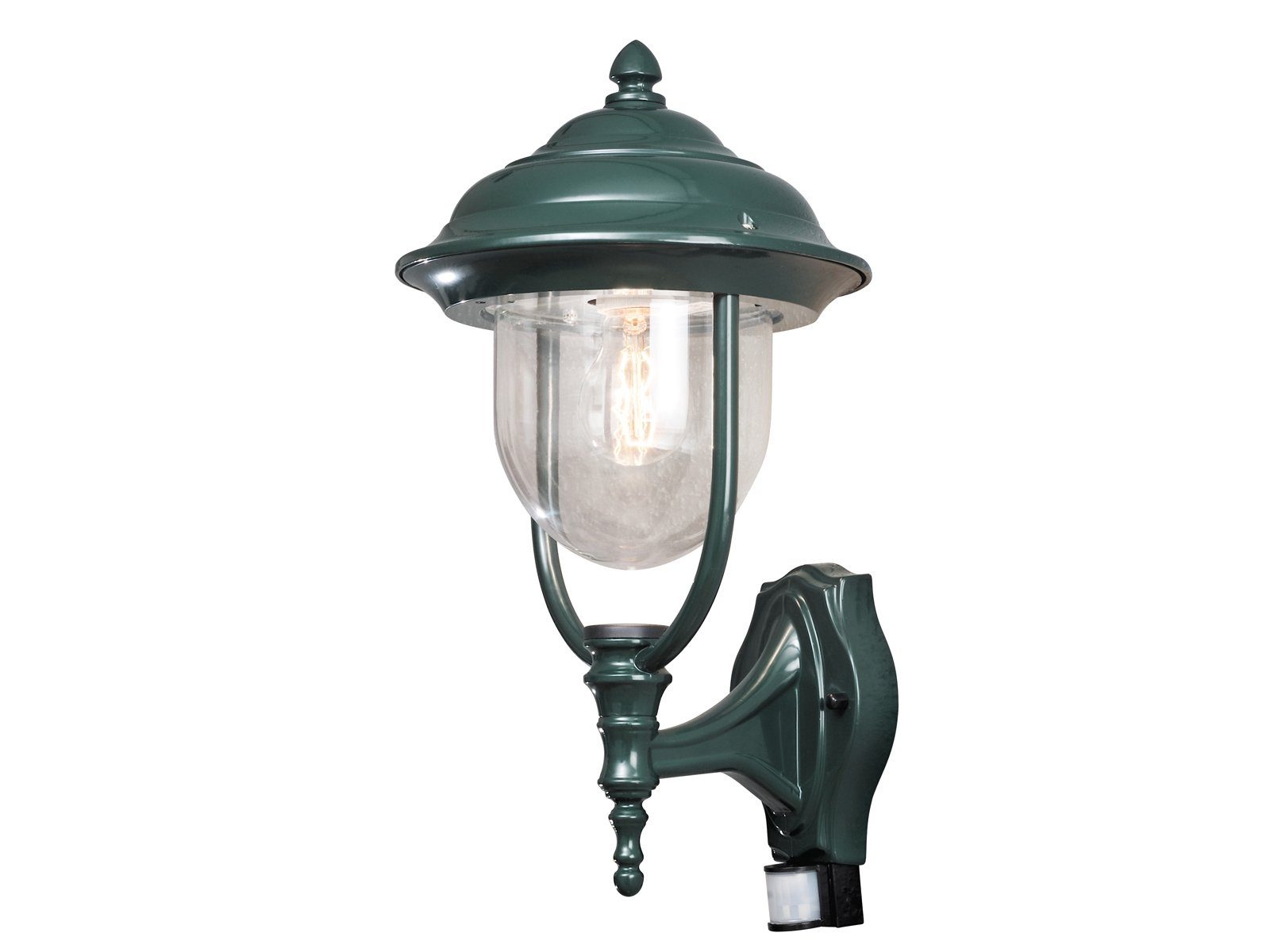 KONSTSMIDE LED Außen-Wandleuchte, Bewegungsmelder, LED wechselbar, Warmweiß, mit Bewegungsmelder, Fassadenlampe Hauswand Landhausstil, Grün H: 48cm