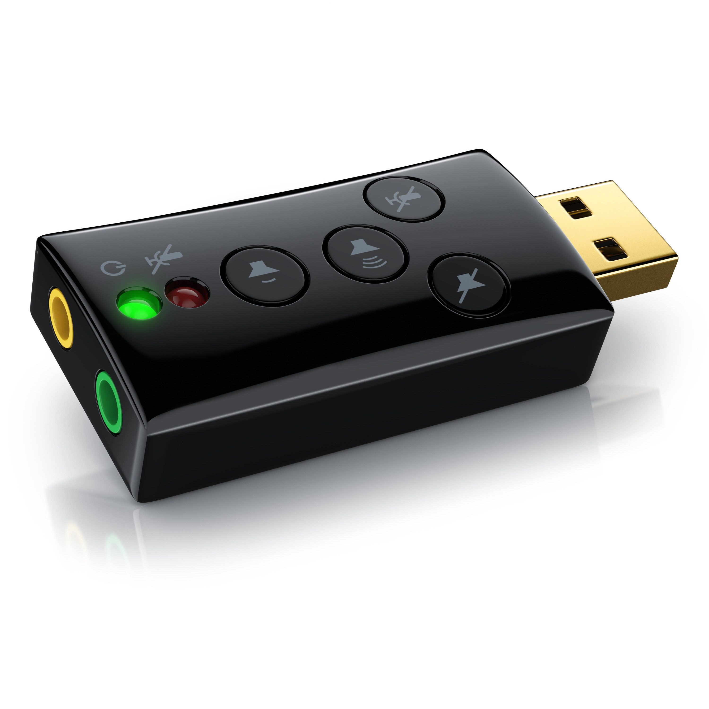 CSL Extern, Virtual Surround, 7.1 Dynamic 3D Stereo Surround Sound USB-Soundkarte 7.1 Surround, Sound Card mit Funktionstasten, Lautstärkeregler für PC, Tablet & Mac