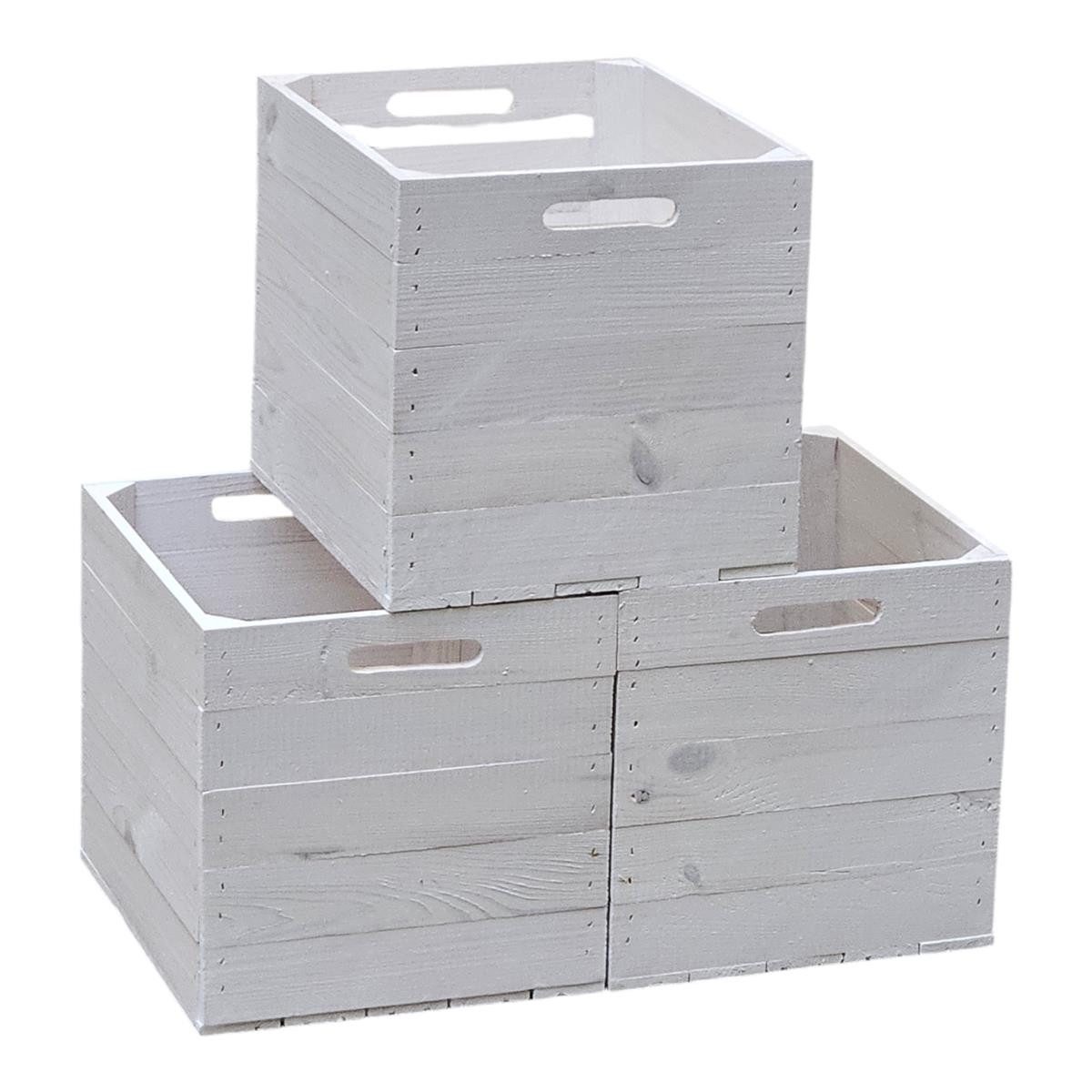 Teramico Holzkiste Holzkiste Obstkiste "Kallax" 32,5x38x32,5cm Weiss 3er SET, Aufbewahrungsbox