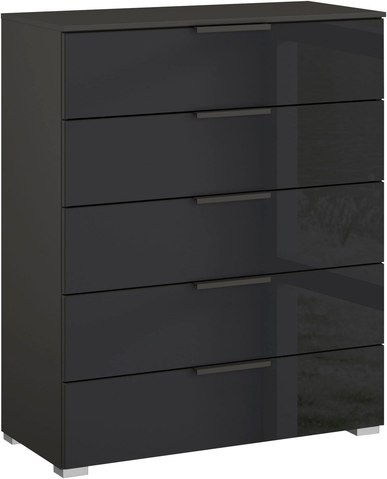 rauch Schubkastenkommode Kommode Sideboard Wäscheschrank Schrank SKAT MERIDIAN (inkl. SOFT-CLOSE-FUNKTION), mit 5 Schubladen mit Glasfront in elegantem Design MADE IN GERMANY