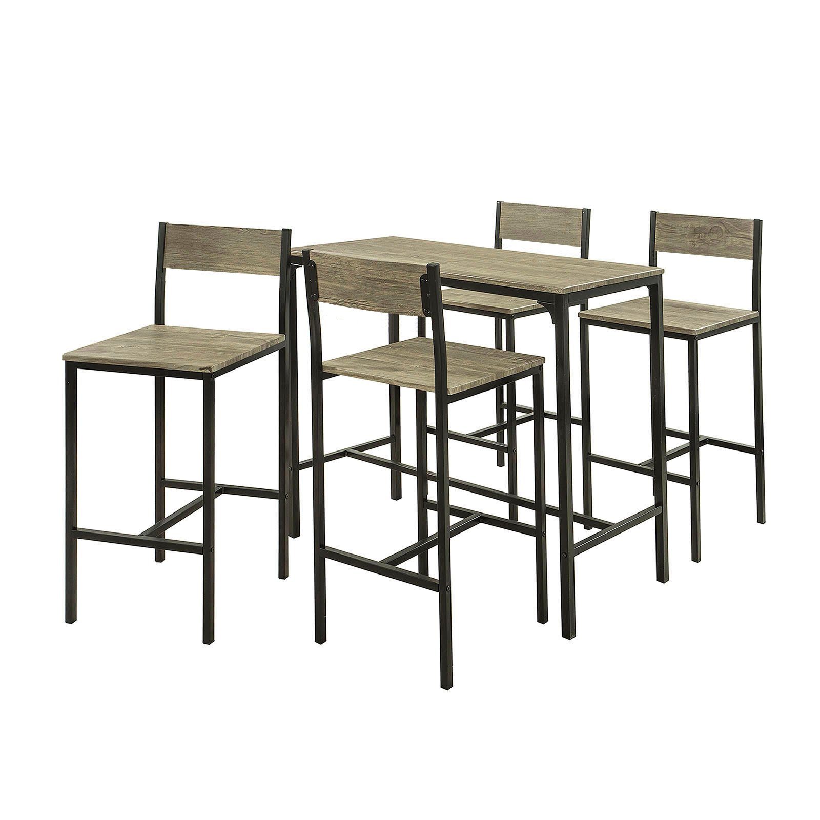 SoBuy Essgruppe 5-teilig - Esstisch Mit 4 Stühlen, Schwarz, Für Kleine Räume