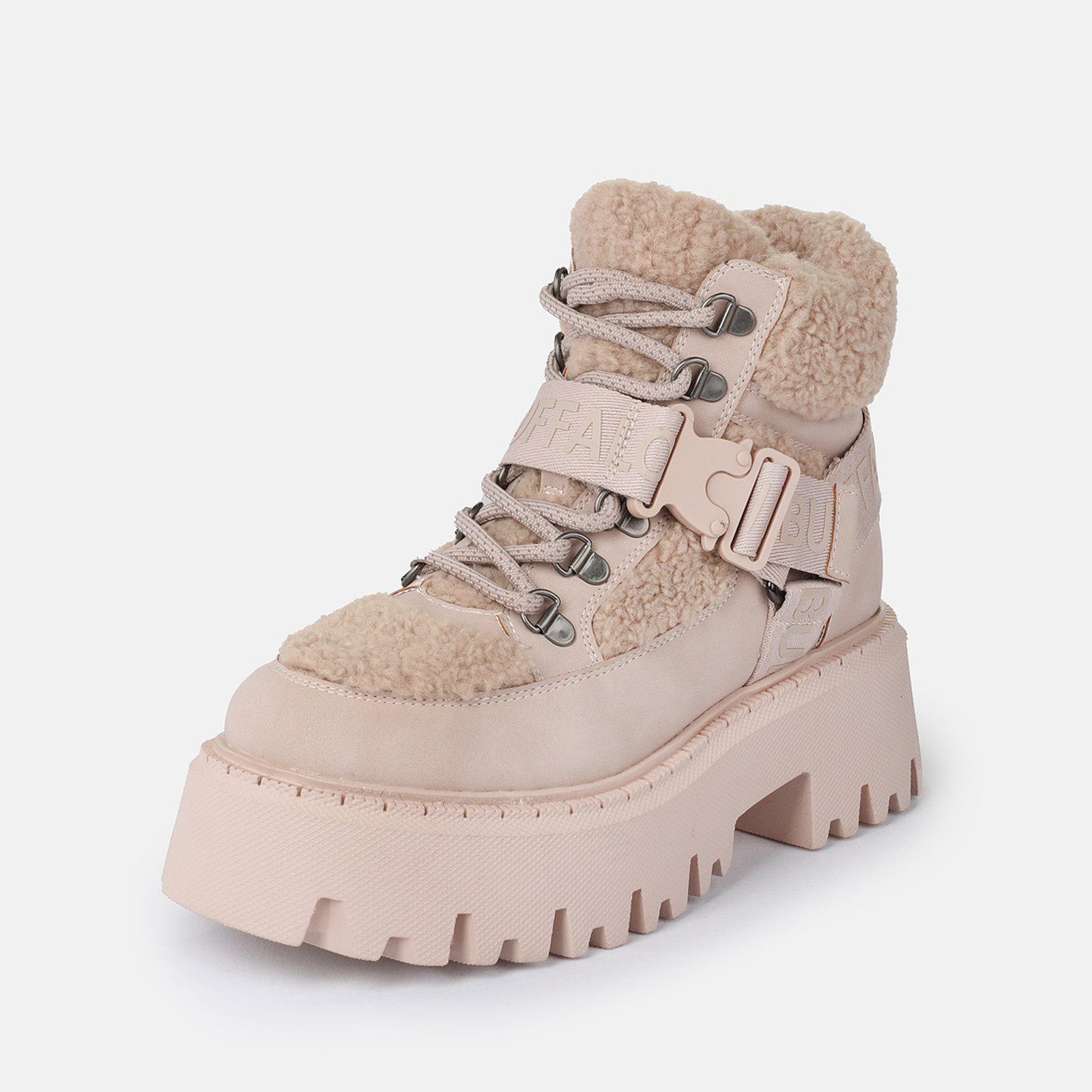 Buffalo Winterboots Plateauboots, Steifelette, Schnürboots mit Fellimitat