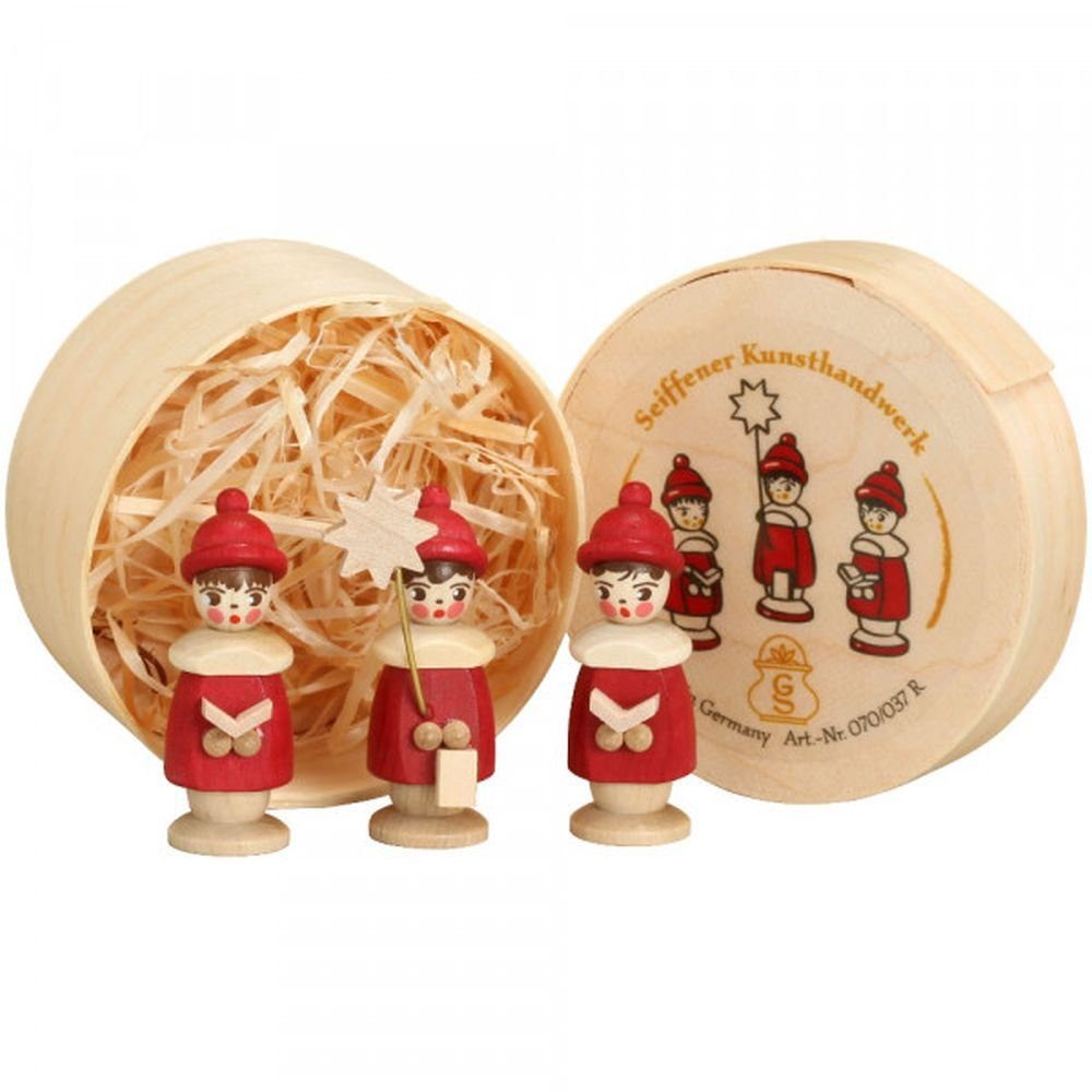 Weihnachtsfigur Miniaturfiguren Kurrende in der Spanschachtel rot Höhe 3,7cm NEU