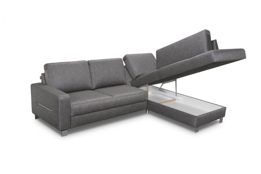 JVmoebel Ecksofa Design Ecksofa L-Form Sofa Couch Polster Schlafsofa Textil Grau