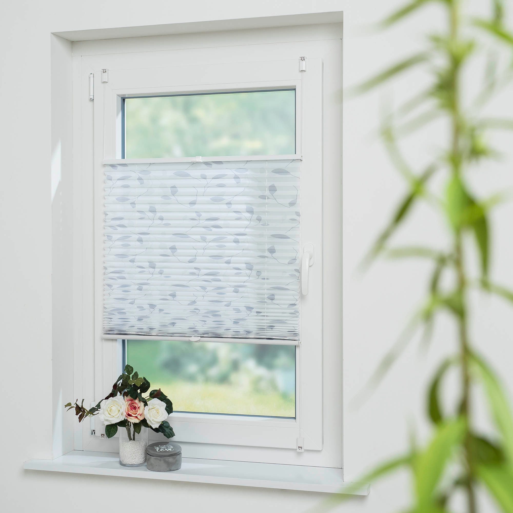 HOMBERA Plissee mit Blättermotiv, Lichtschutz, ohne Bohren oder Schrauben, günstig online kaufen