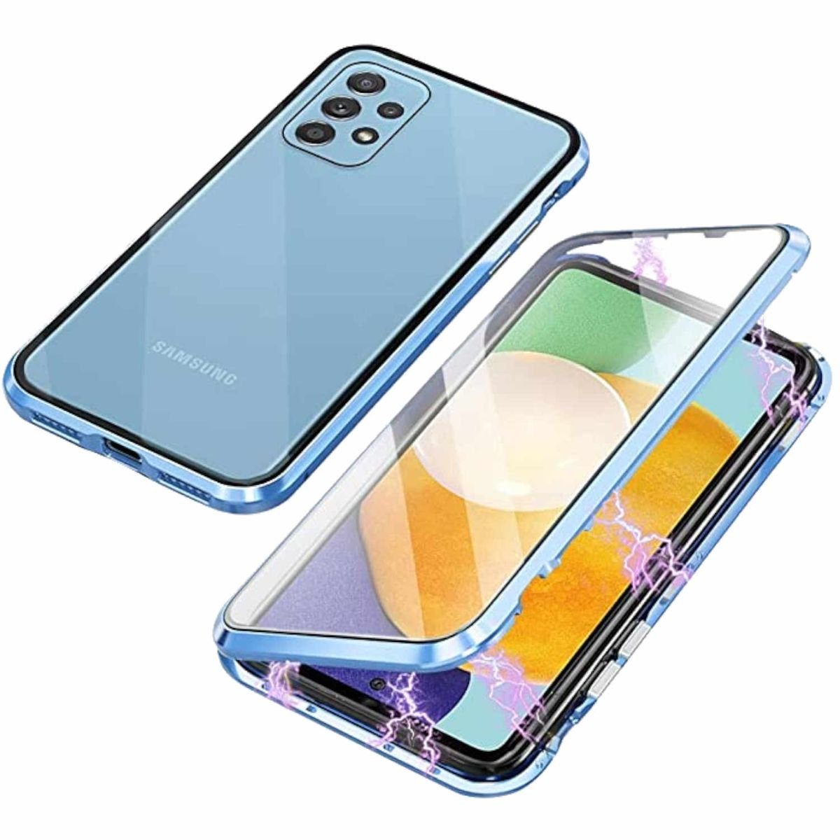 Wigento Handyhülle Beidseitiger 360 Grad Magnet / Glas Case Bumper für Samsung Galaxy A53 5G Handy Tasche Case Hülle Cover New Style