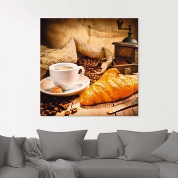Artland Glasbild Kaffeetasse mit Croissant, Getränke (1 St), in verschiedenen Größen