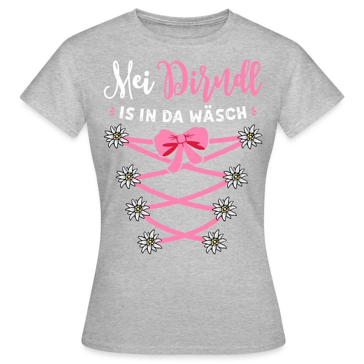 Spreadshirt T-Shirt Dirndl Spruch Mit Blumen Und Bindeoptik Frauen T-Shirt günstig online kaufen