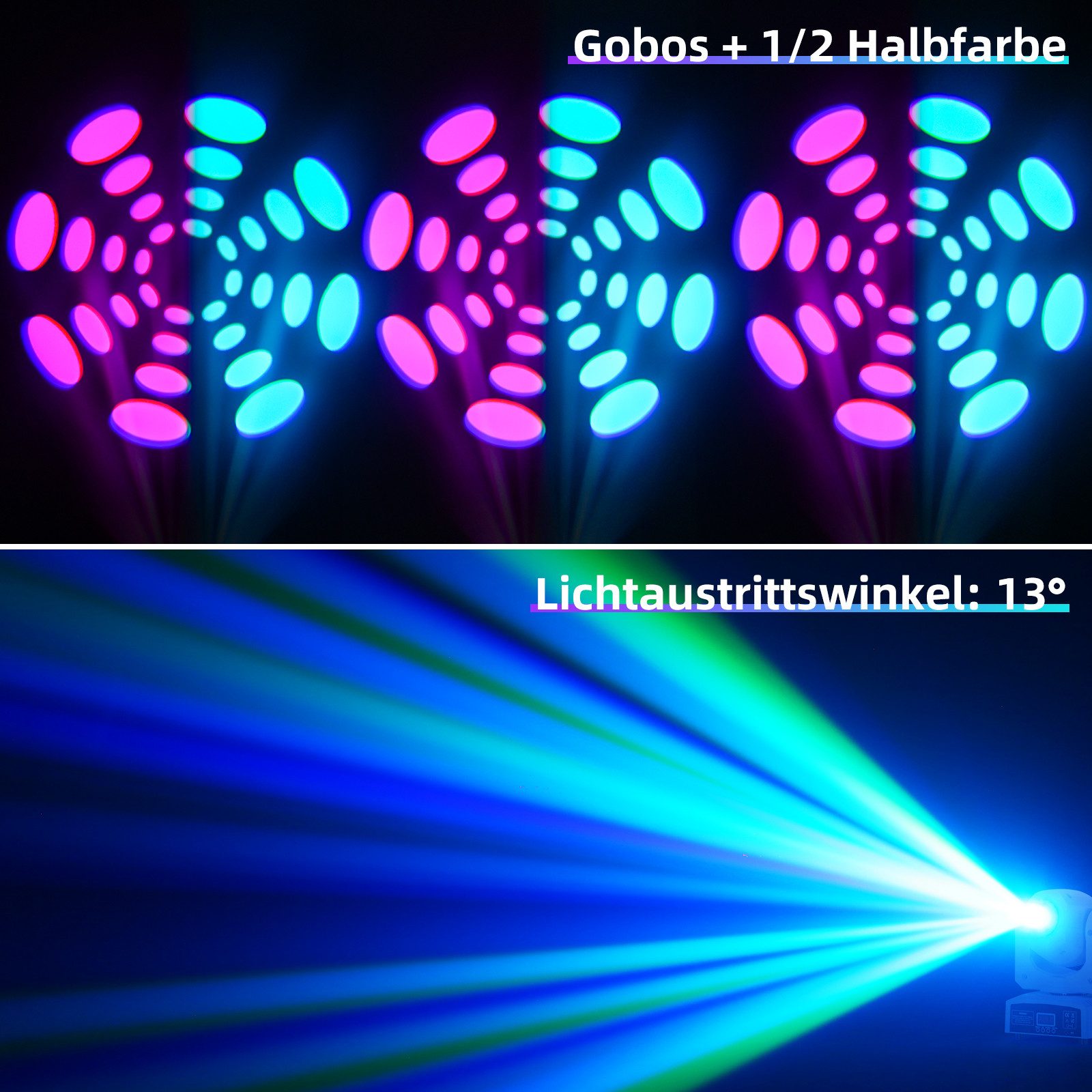 ZonQoonz Discolicht 100W Moving Head Light, BühnenLicht Gobo Strahl Für Party Disco, Weiß