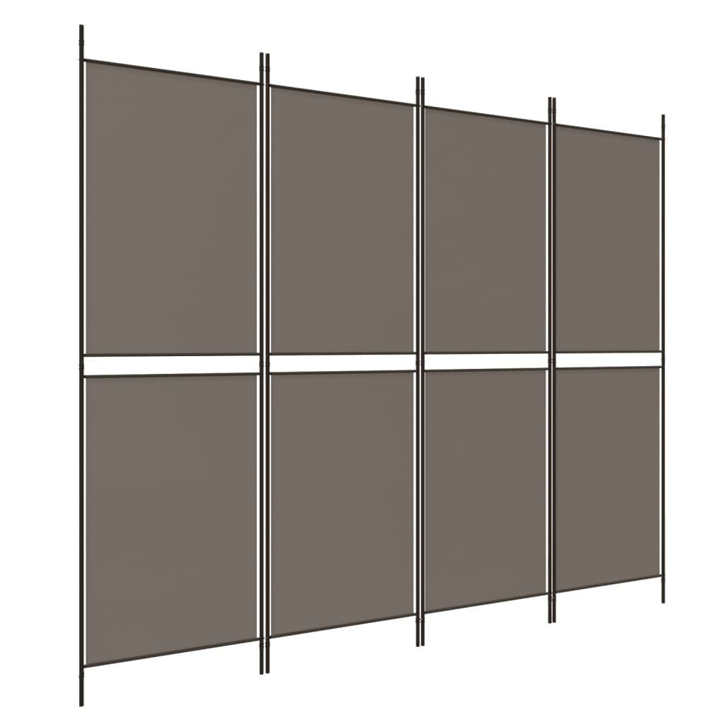 vidaXL Raumteiler 4-tlg. Paravent Anthrazit 200x180 cm Stoff, 1-tlg.