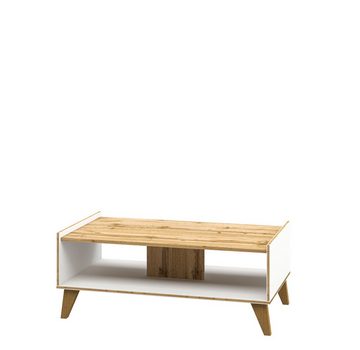 Möbel-Lux Wohnzimmer-Set Skandi, (6-St., Vitrinenschränke, TV-Board, Couchtisch, Kommode, Wandregal), Weiß