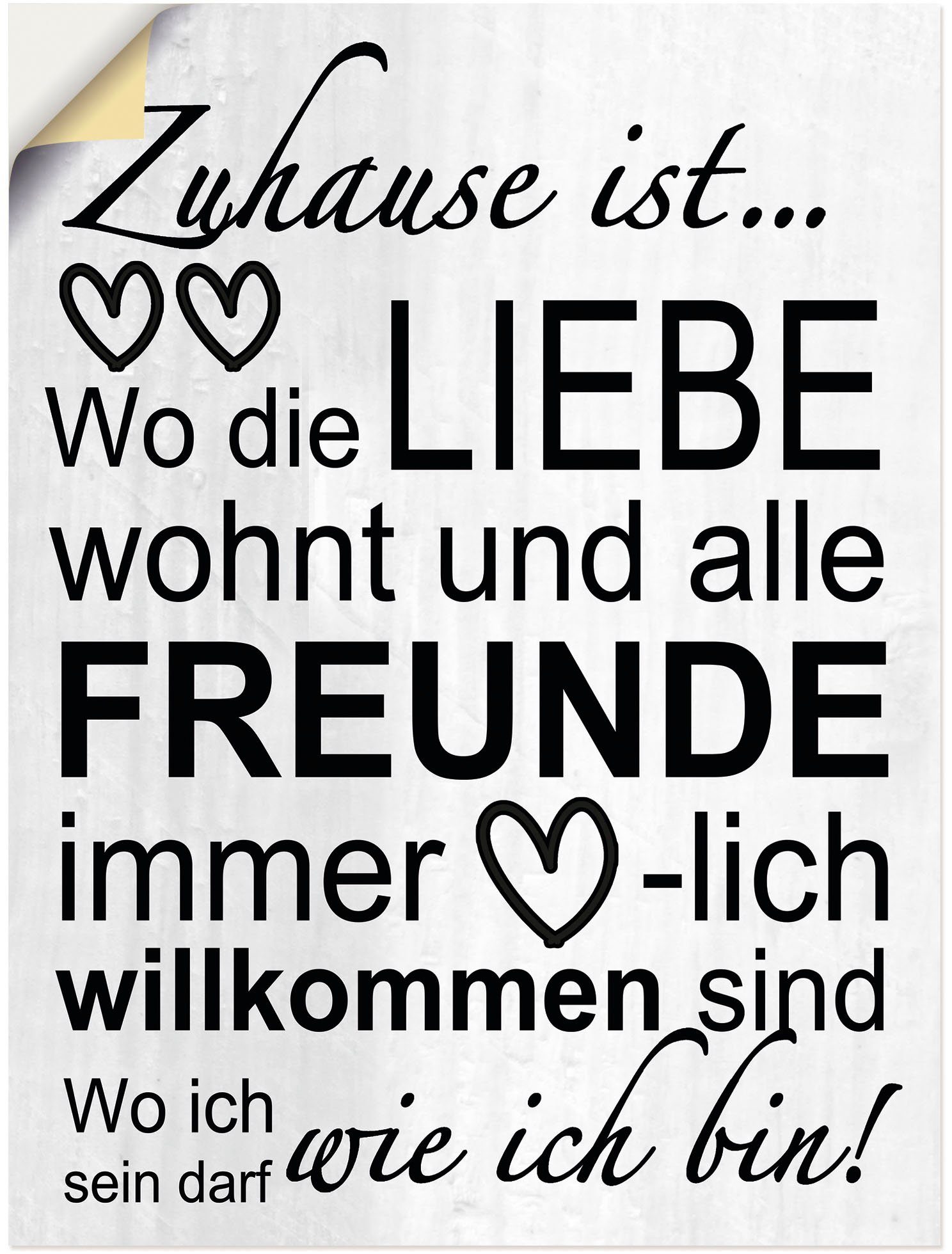 Artland Wandbild Wo die Liebe wohnt, günstig online kaufen
