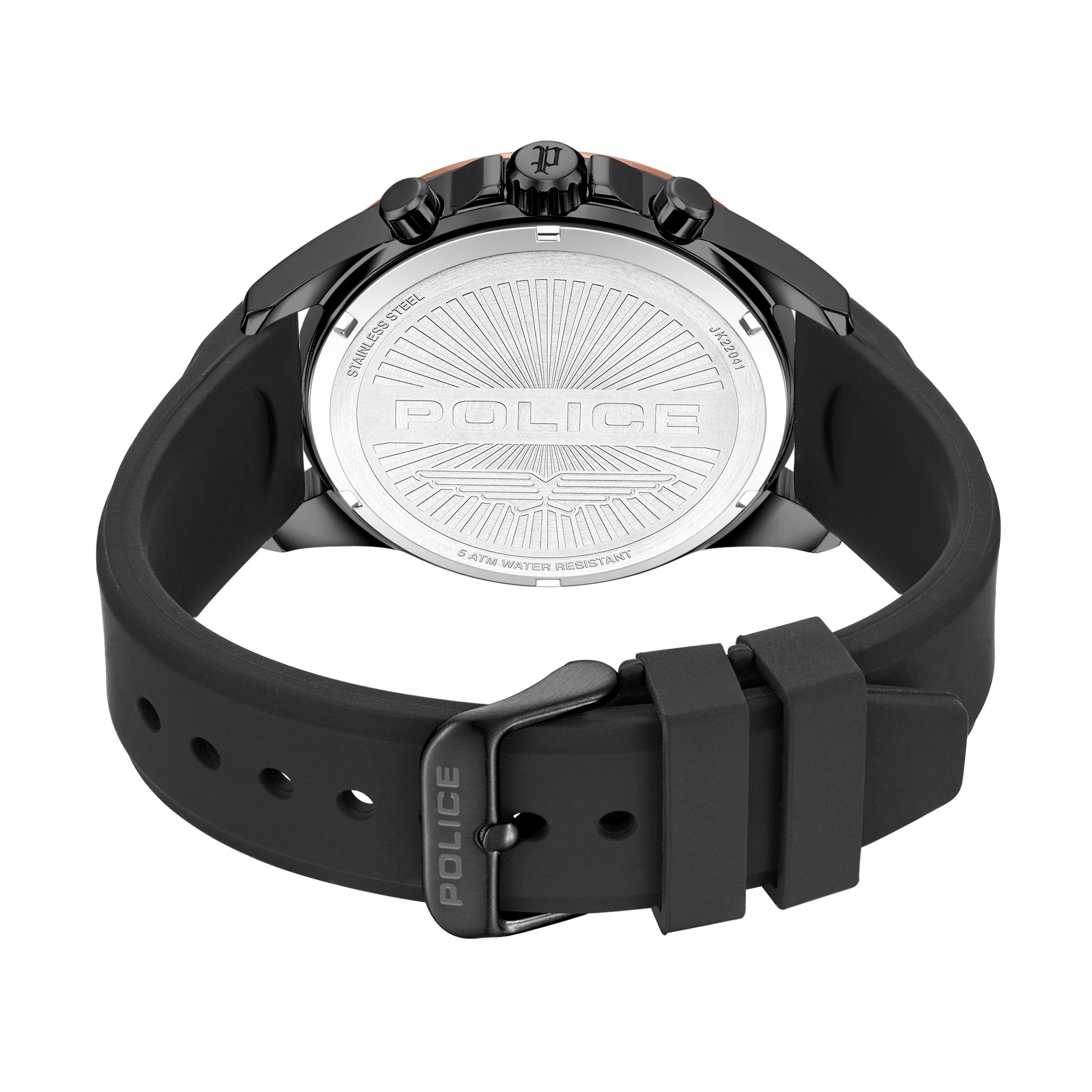 Police Quarzuhr Motion PEWJQ2204110, Armbanduhr, Herrenuhr, Silikonarmband, analog, Tag, Wochentag