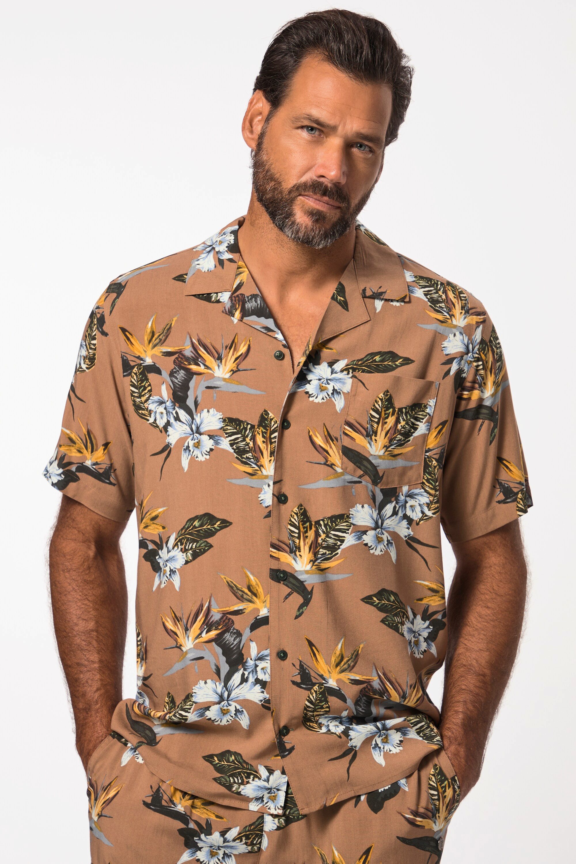 JP1880 Kurzarmhemd Hemd Halbarm Alloverprint Cuba-Kragen günstig online kaufen