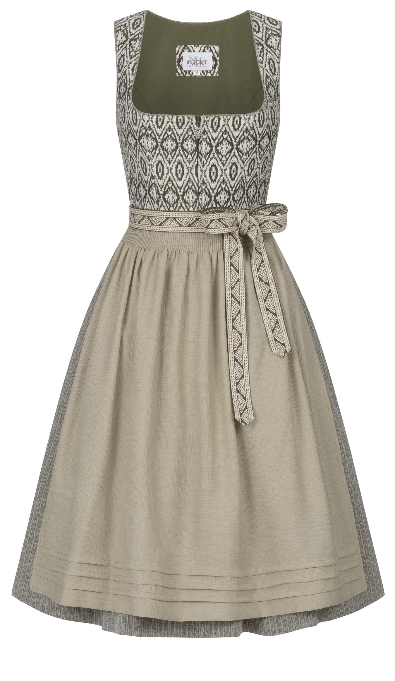 Nübler Dirndl Midi Dirndl Gudrun in Oliv von Nübler günstig online kaufen