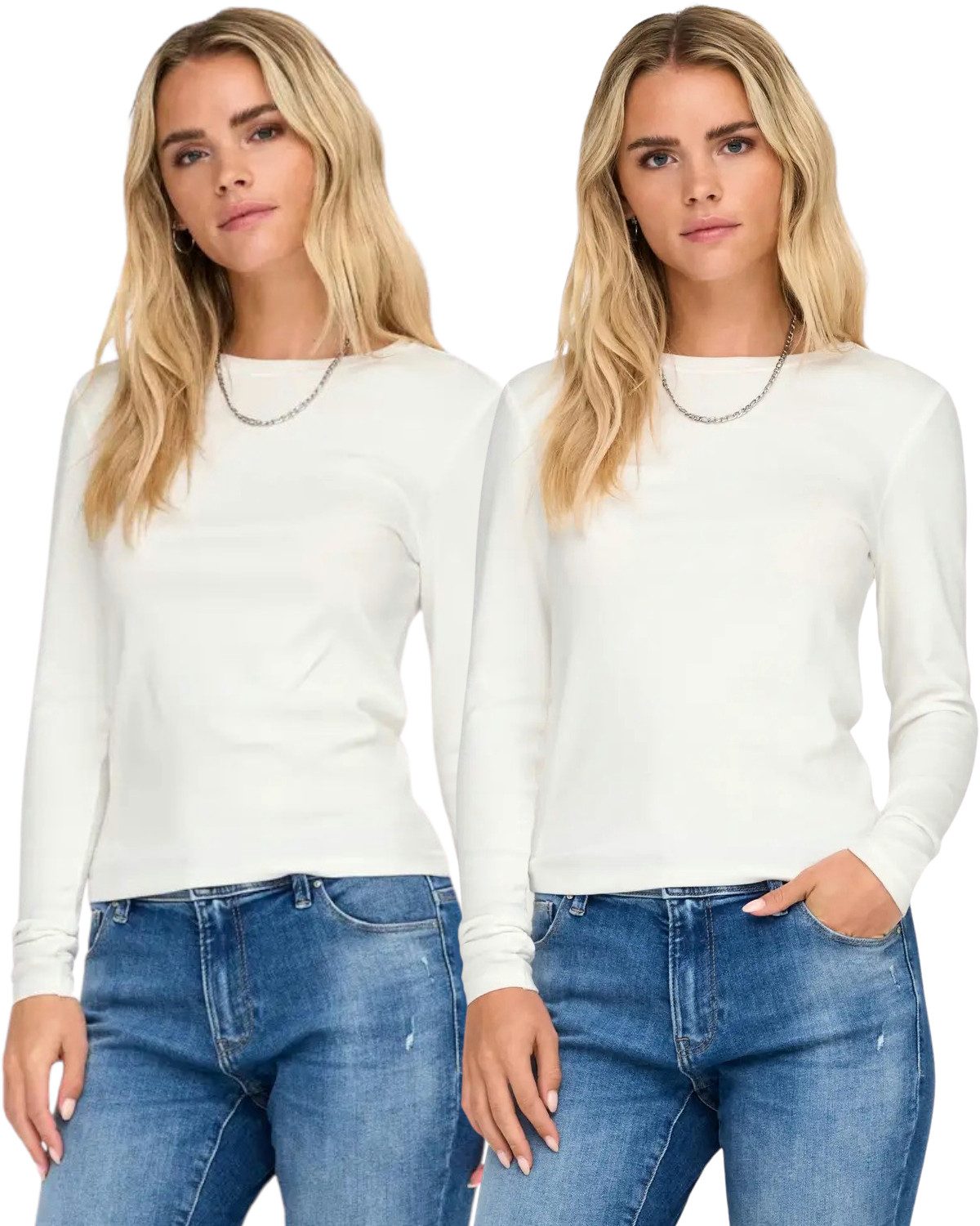 ONLY Langarmshirt (Spar Set, 2er-Pack) schlichtes Basic Shirt in Unifarben günstig online kaufen