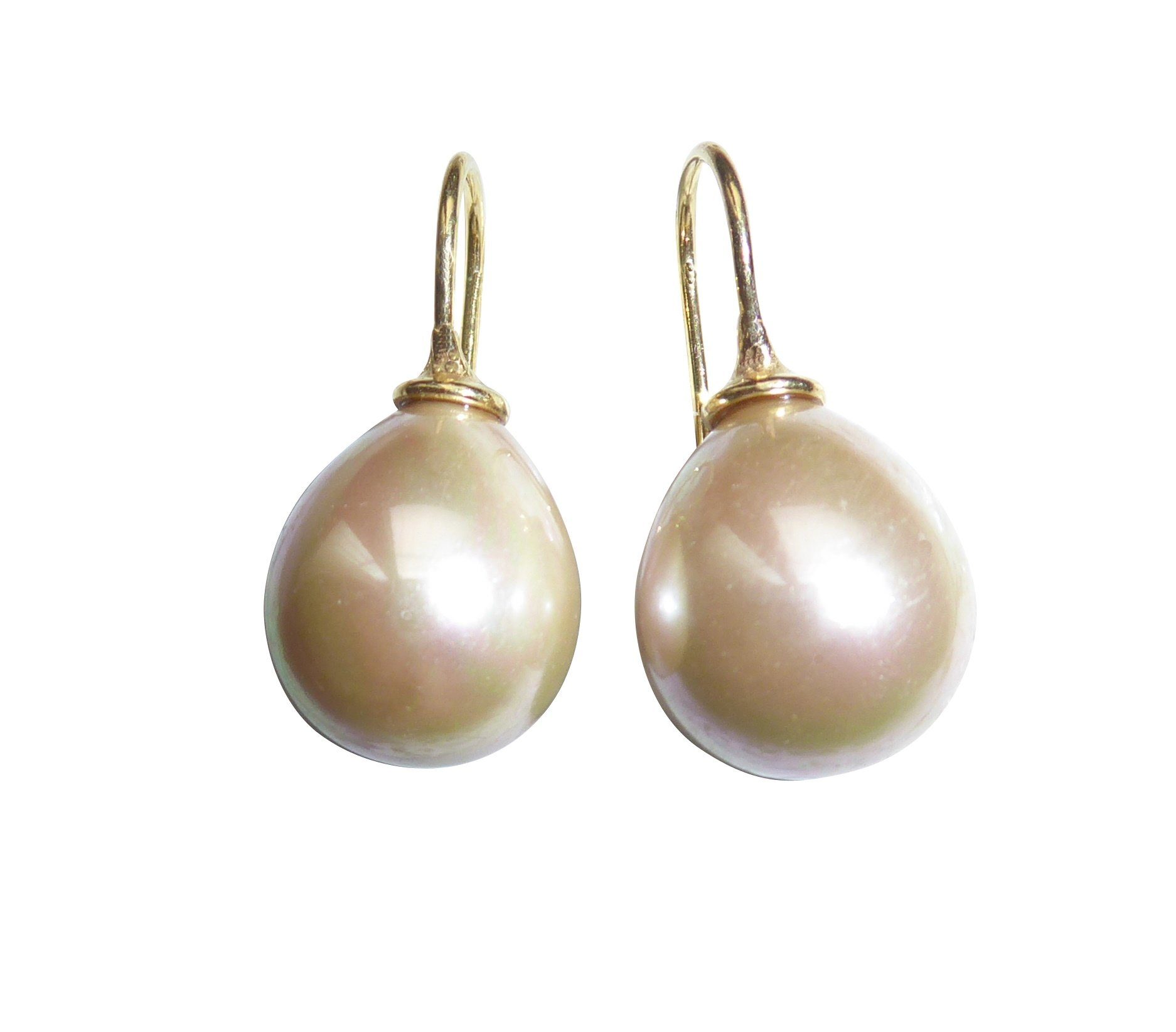 Perlenohrringe Alltag, Perlenschmuck Dina für Mugello klassisch Basic-Ohrringe puder gold-platt. Frauen