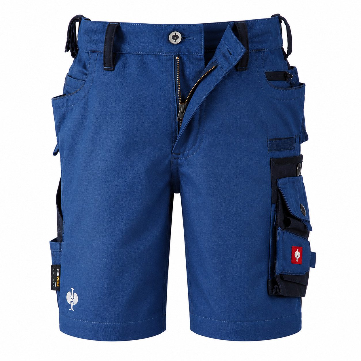 Engelbert Strauss Shorts Kinder Outdoor Shorts e.s.motion kobalt/pazifik mit vielen Taschen Robuste Kinder-Workwear, verstellbarer Elastikbund, 8 Funktionstaschen