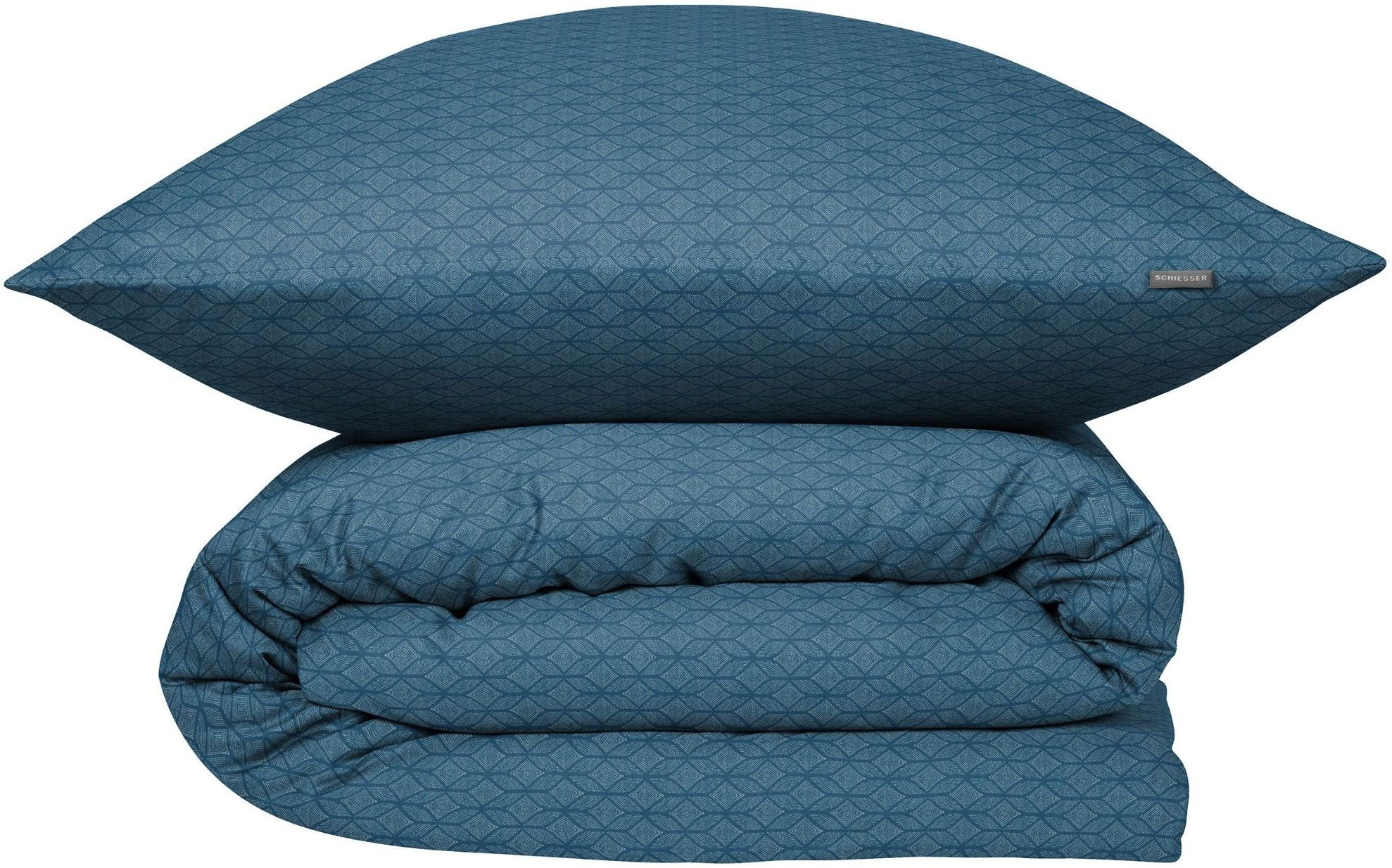 Schiesser Bettwäsche Dotted Diamond aus weicher Baumwolle mit Grafikprint, Renforcé, 2 teilig, OEKO-TEX® MADE IN GREEN