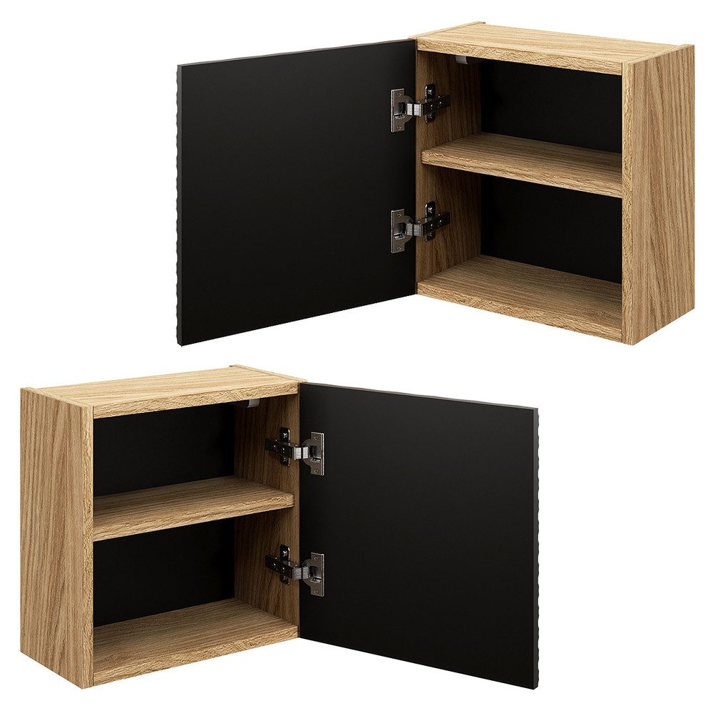 Lomadox Hängeschrank OLUO-56-BLACK Wandschrank Badschrank, Eiche günstig online kaufen