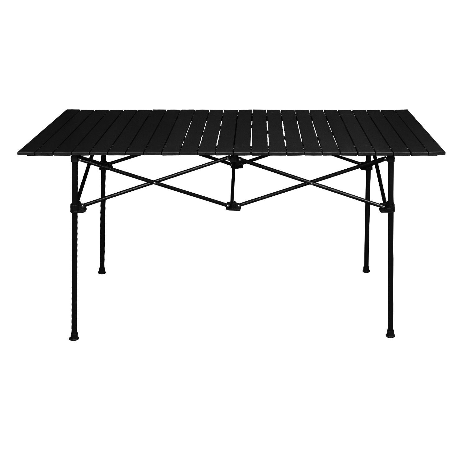 anndora Campingtisch 70x140 cm faltbarer Esstisch schwarz, ausziehbares Gestänge - Tischplatte aufrollbar