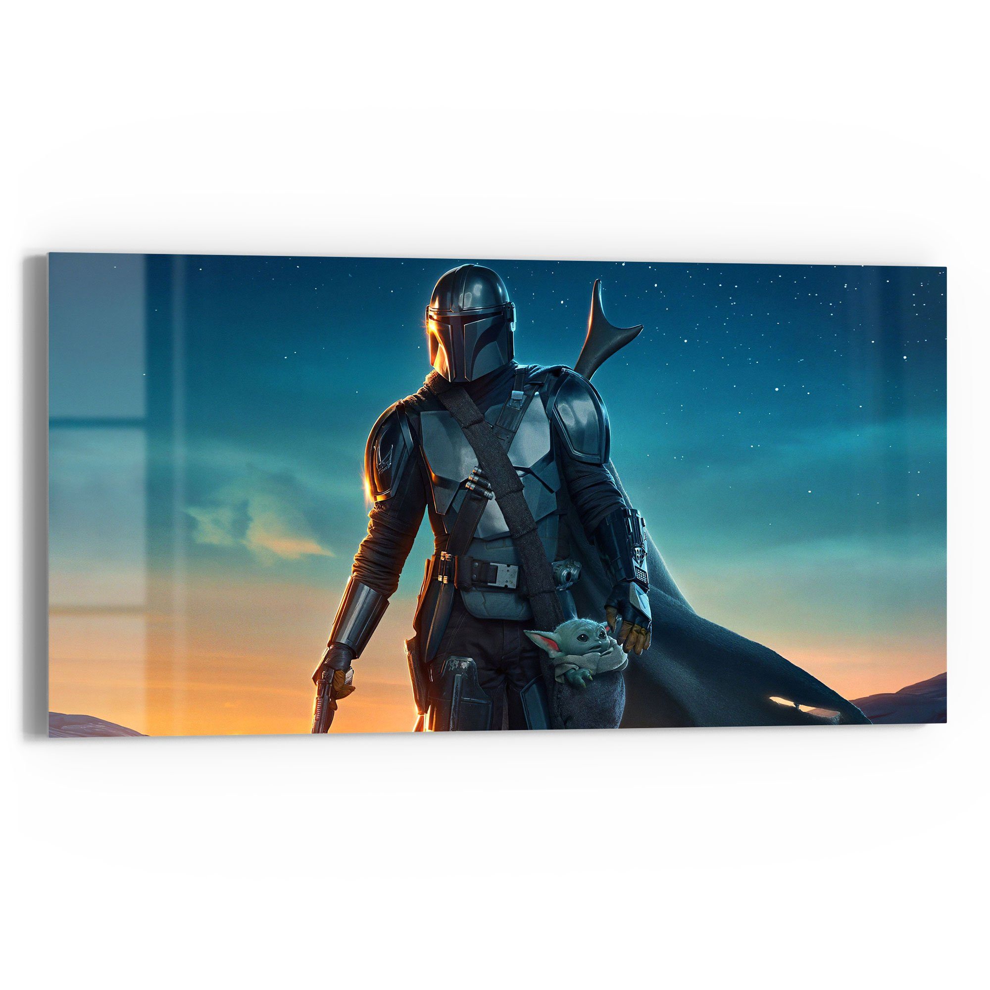 DEQORI Glasbild 'Mandalorian und Baby Yoda', günstig online kaufen