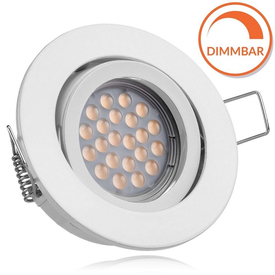 LEDANDO LED Einbaustrahler LED Einbaustrahler Set Weiß mit LED GU10  Markenstrahler von LEDANDO -, LEDANDO 5W LED Strahler GU10 DIMMBAR