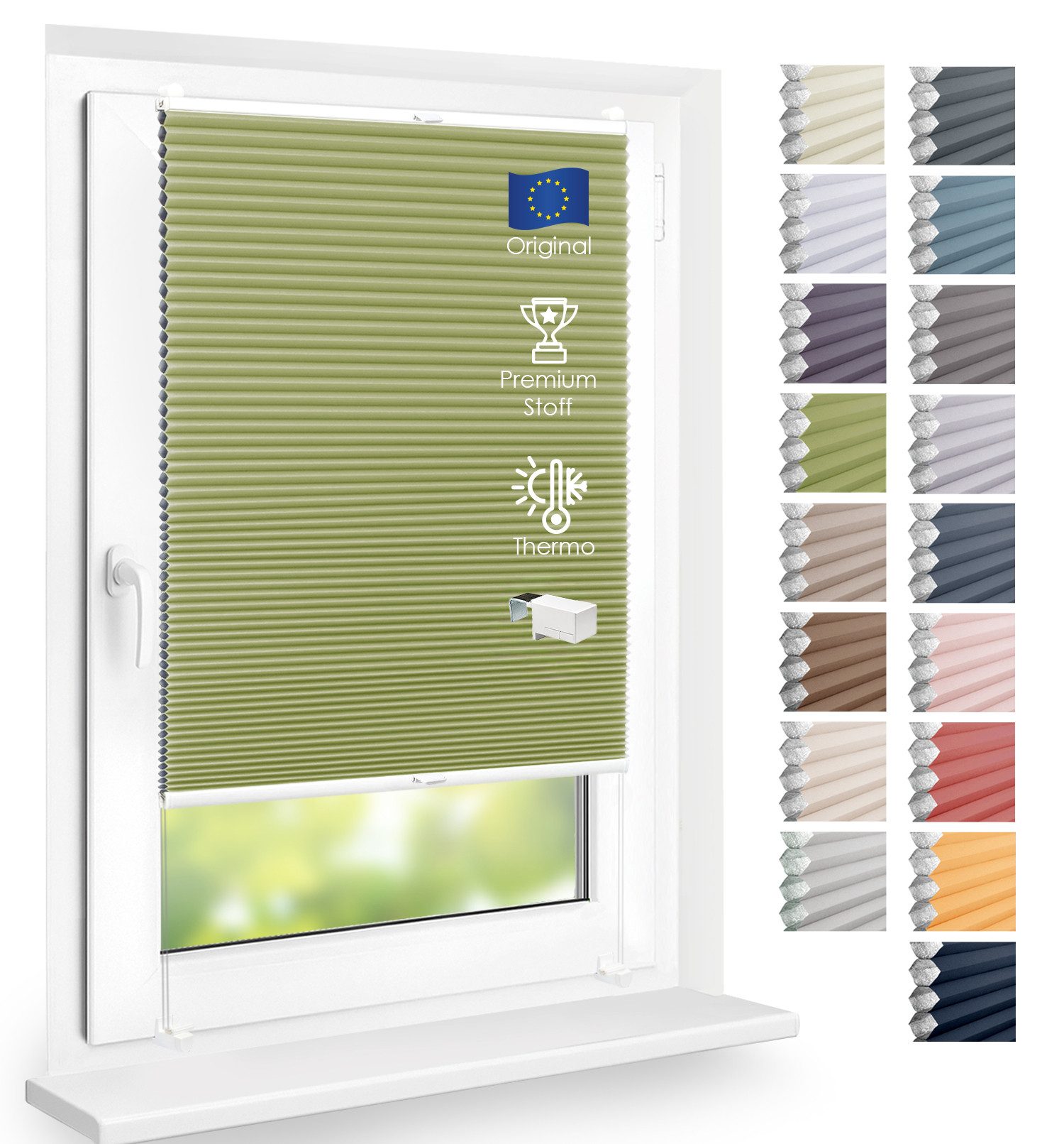 DomDeco Wabenplissee Thermo Plissee ohne Bohren - Hitzeschutz, Verdunkelung, verspannt, abdunkelnd, Klemmfix, stufenlos, kälteschutz, modernes Fensterplissee