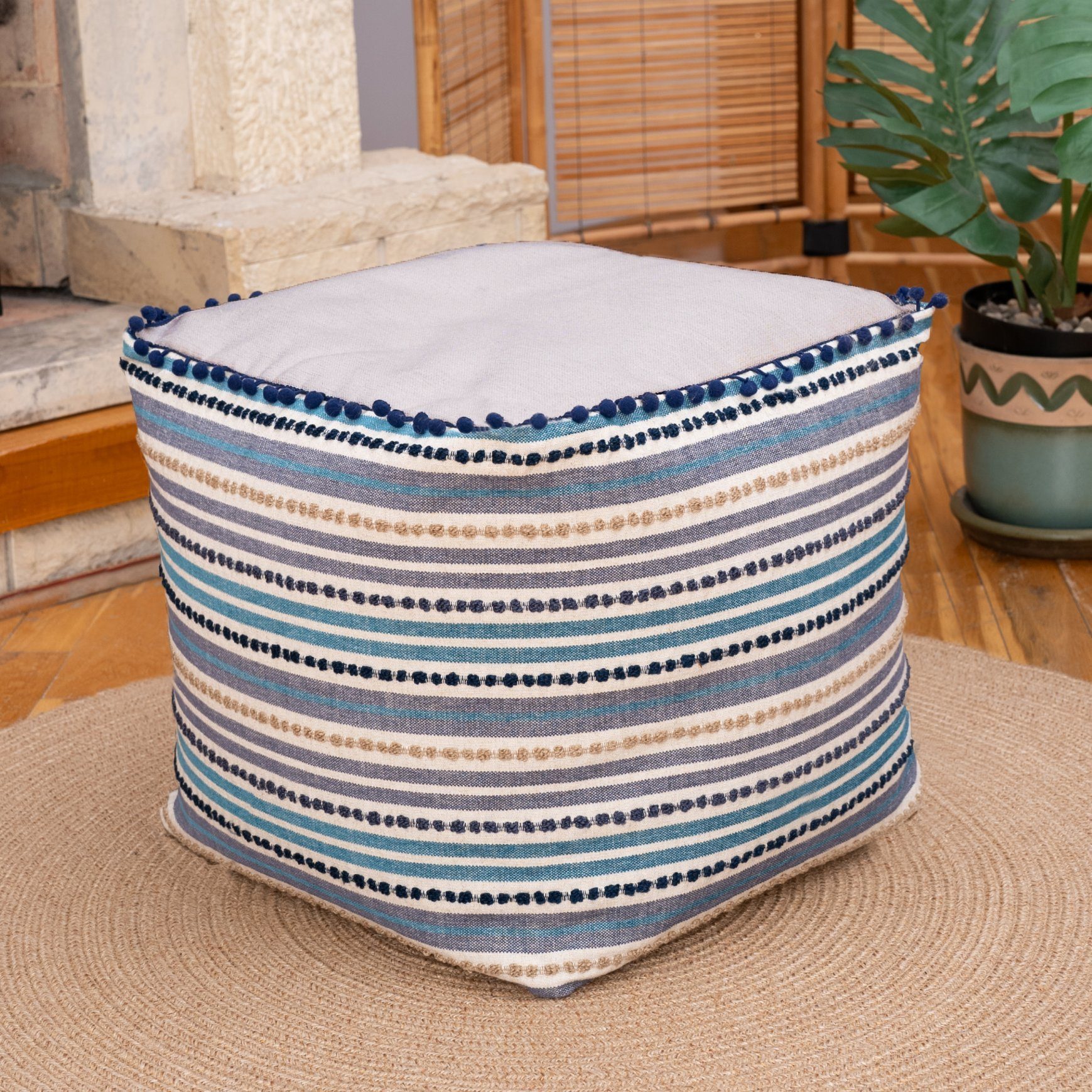Dekorist Pouf Dekorist Pouf Stool, Pouf Outdoor, Oriental Seating Area Outdoor Pouf