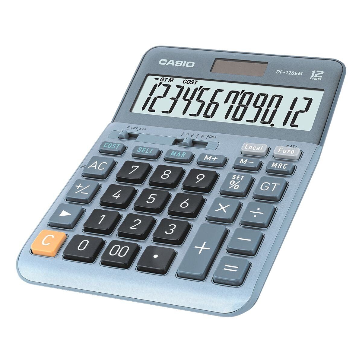 CASIO Taschenrechner DF-120EM, mit 12-stelligem, angewinkeltem LC-Display