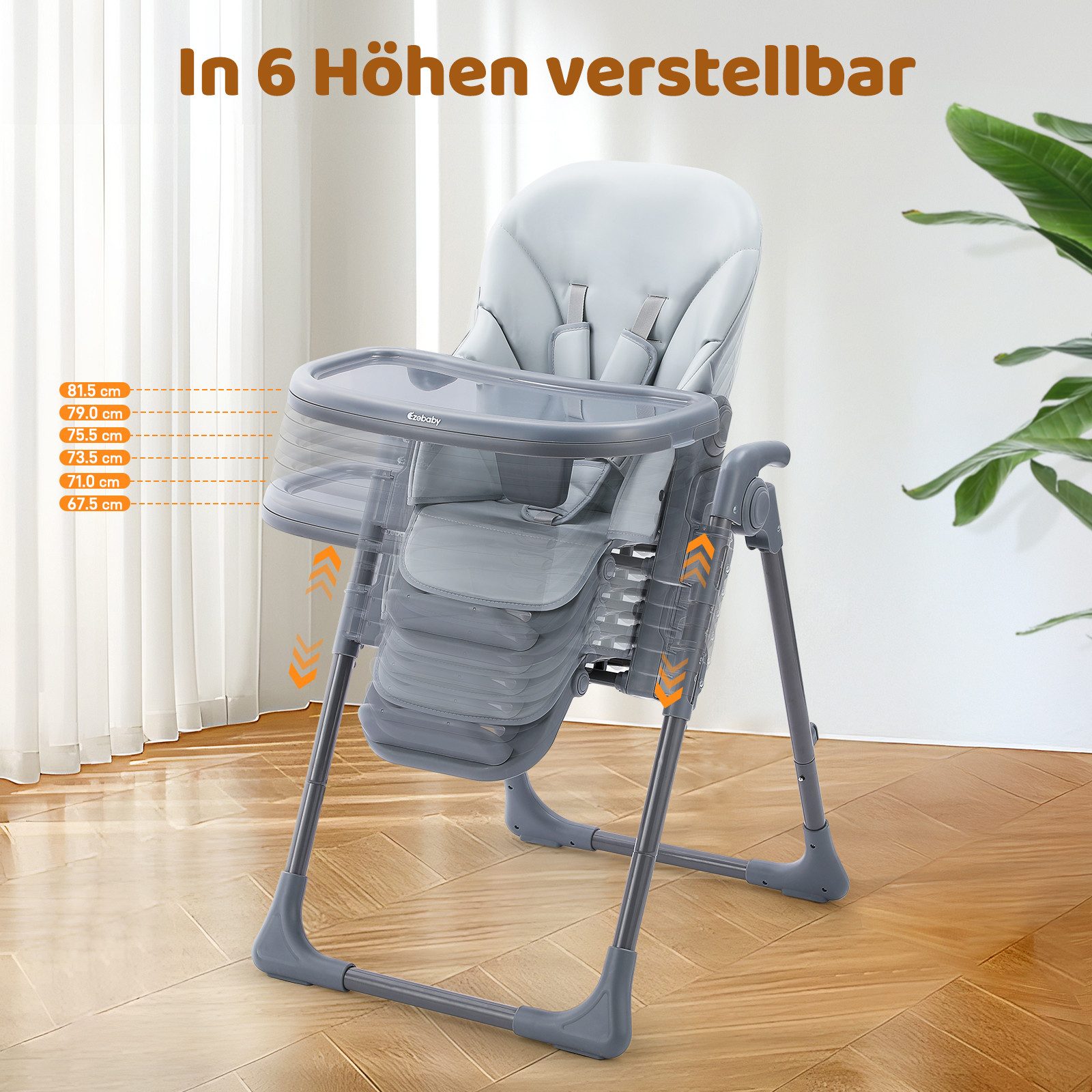 Ezebaby Stuhl Baby Mitwachsend Kinderstuhl 6-fach höhenverstellbar klappbar Stuhl