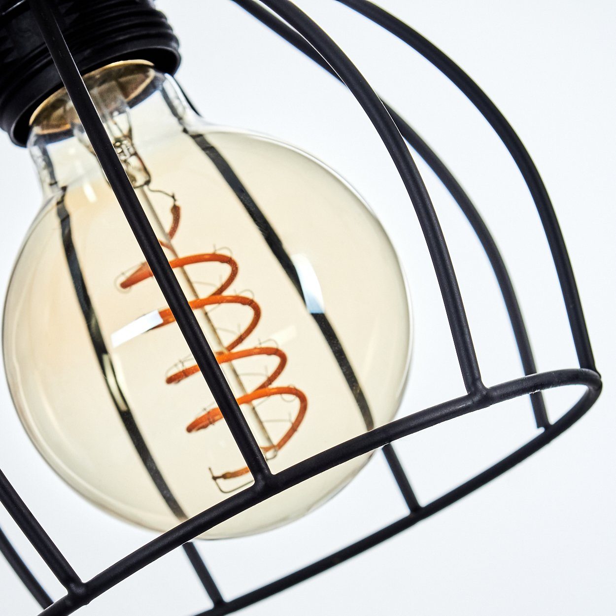 hofstein Pendelleuchte »Aprica« moderne Hängelampe aus Metall/Holz in Schwarz/Braun, ohne Leuchtmittel, 3xE27