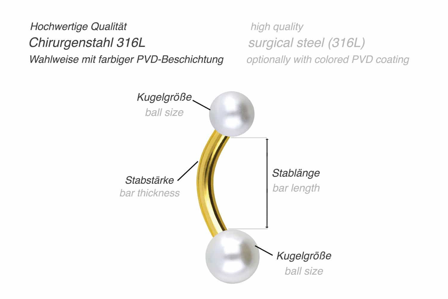 PIERCINGLINE Bauchnabelpiercing Chirurgenstahl Mini Bananabell SYNTHETISCHE günstig online kaufen