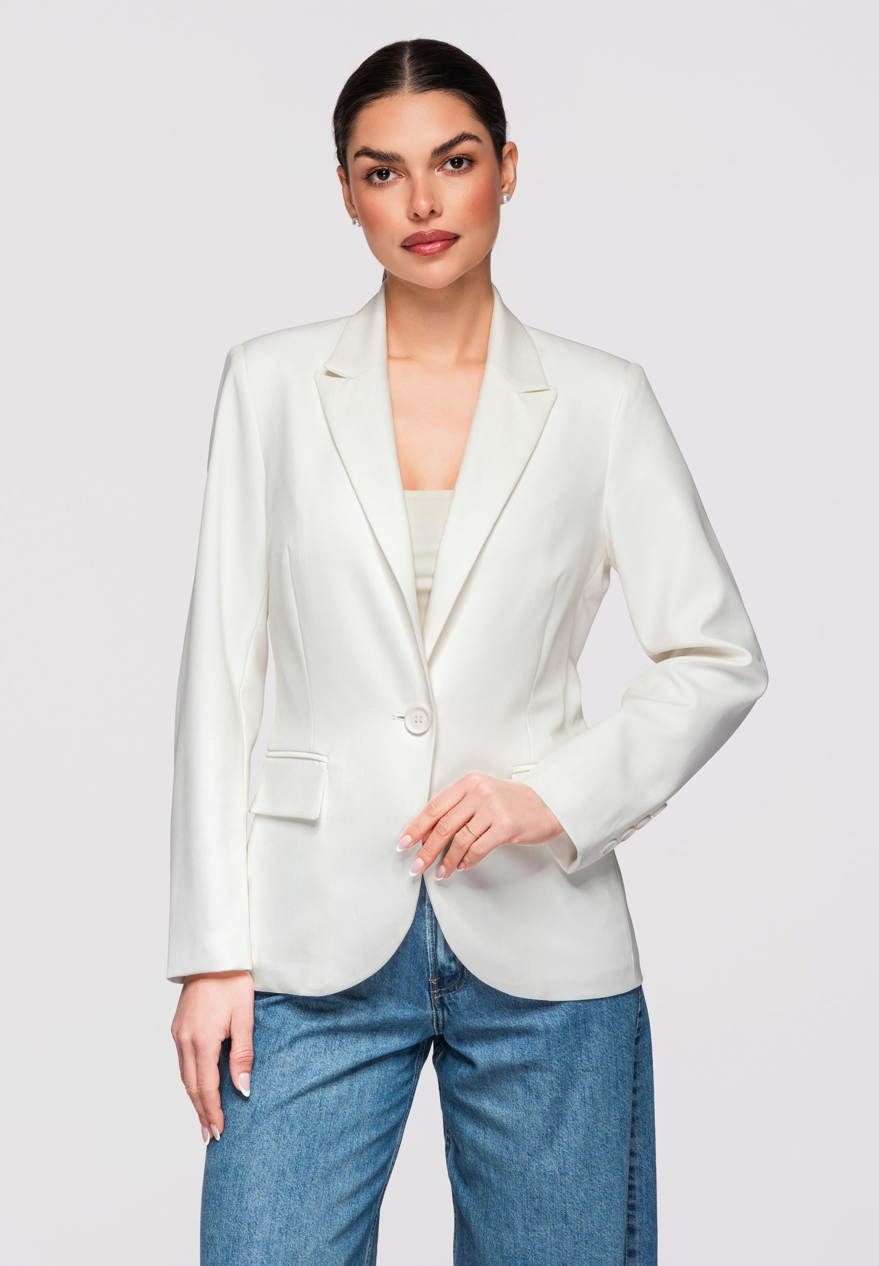 OMBRE Longblazer Figurbetonter Damenblazer in Hüftläng