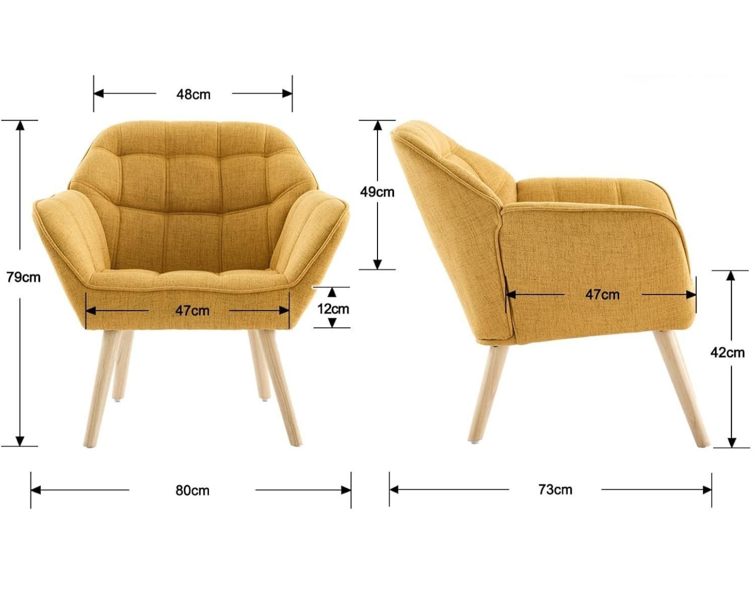 WAHSON OFFICE CHAIRS Ohrensessel mit Massivholz-/Metallbeinen Moderner Sessel aus Leinen/Samt