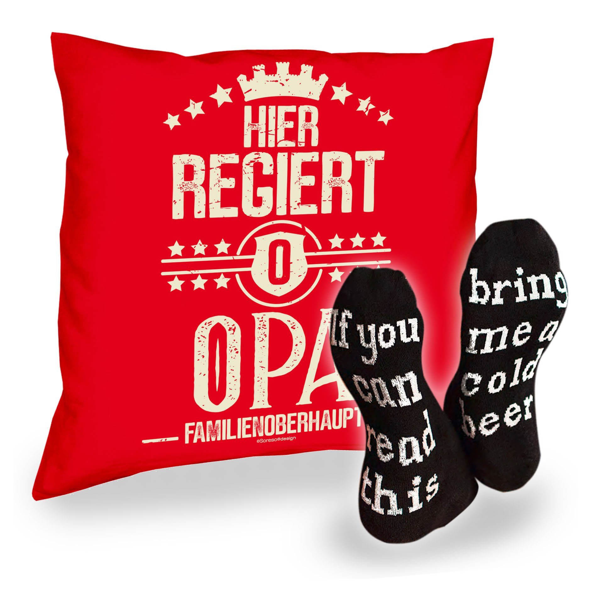 Füllung Dekokissen Opa Soreso® mit Socken für Rot und Männer Kissen Großvater, Weihnachtsgeschenke