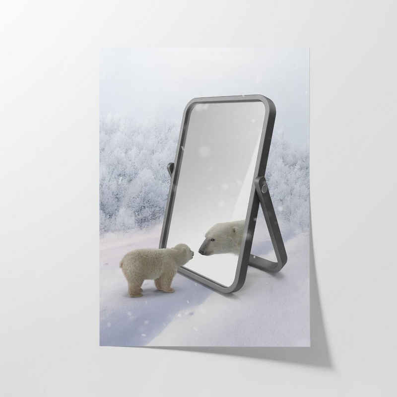 Hustling Sharks Poster Löwen-Bild als XXL Poster "Bear in the Mirror" - exklusive Tierbilder, in 7 unterschiedlichen Größen verfügbar